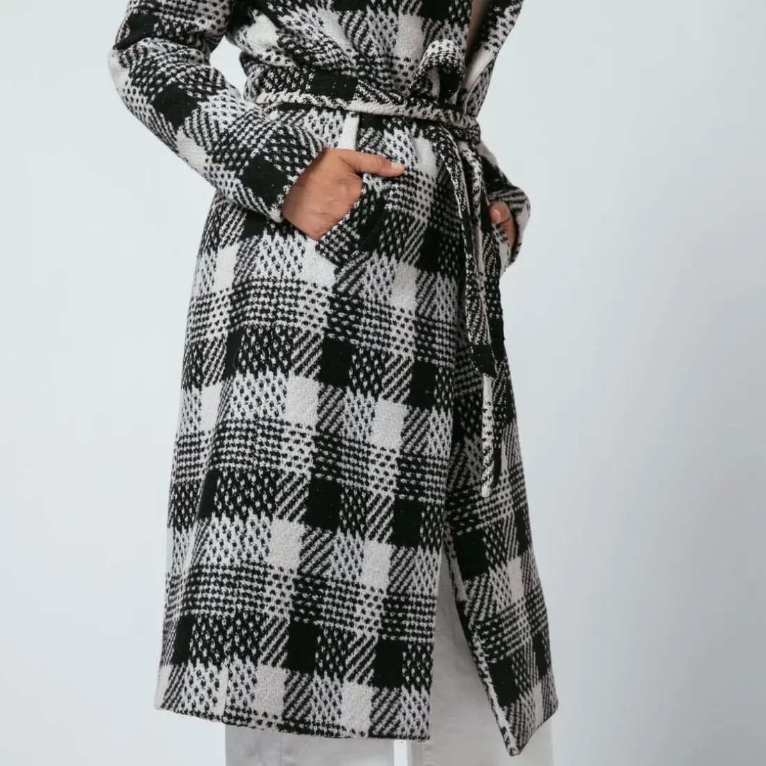 Manteau ceinturé à carreaux Ben