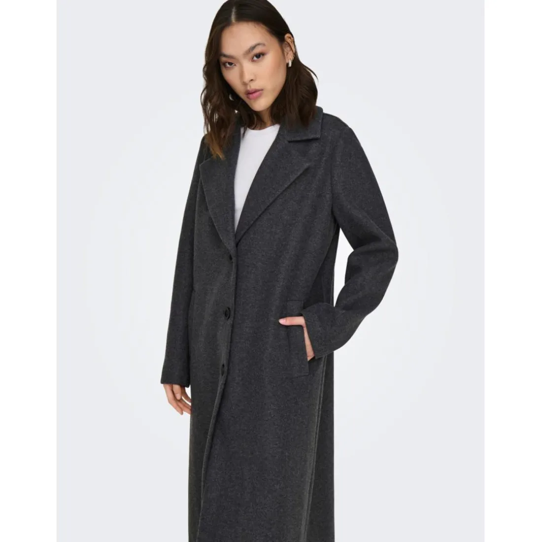 Manteau col à revers col à revers gris foncé Tess