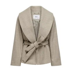 Manteau col à revers col à revers gris moyen Ruby beige