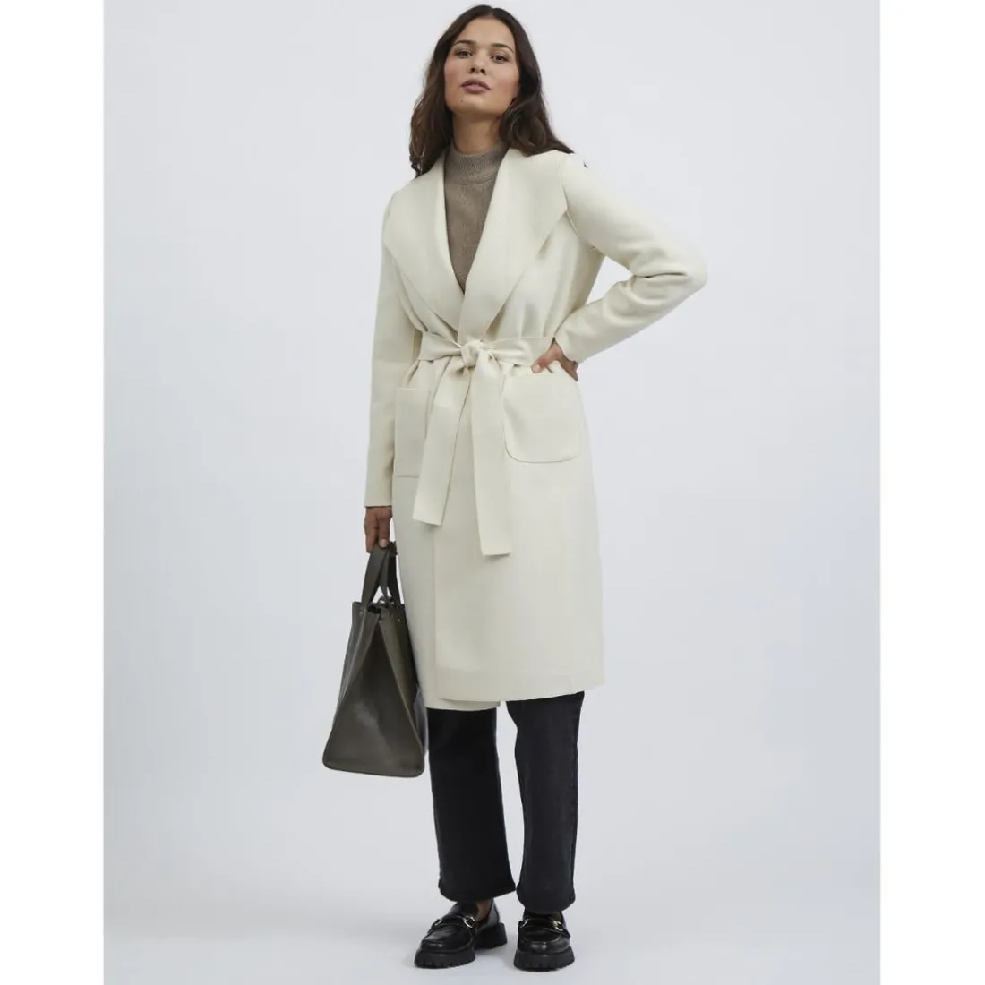 Manteau col italien gris clair