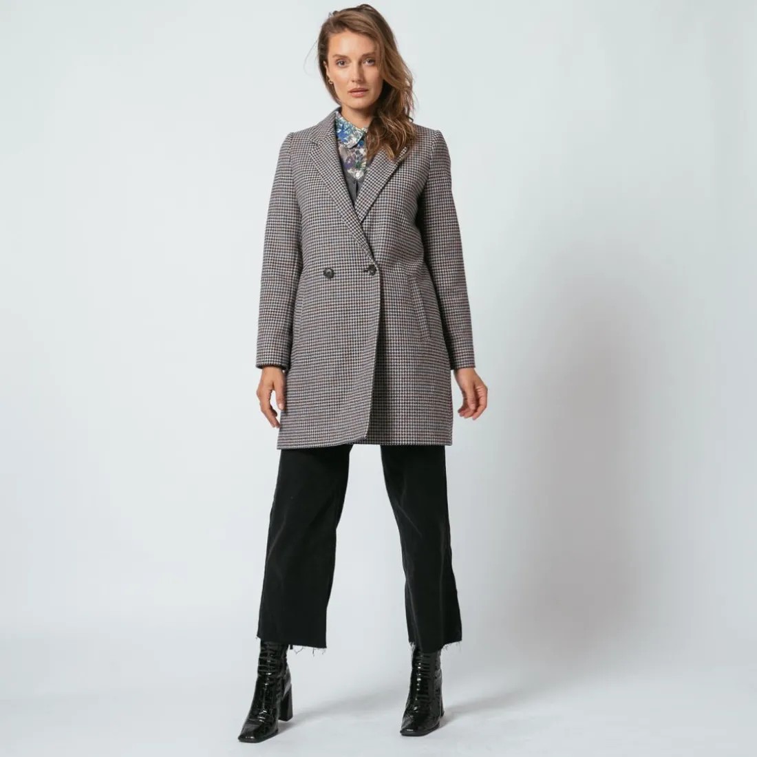 Manteau croisé à carreaux Ernest
