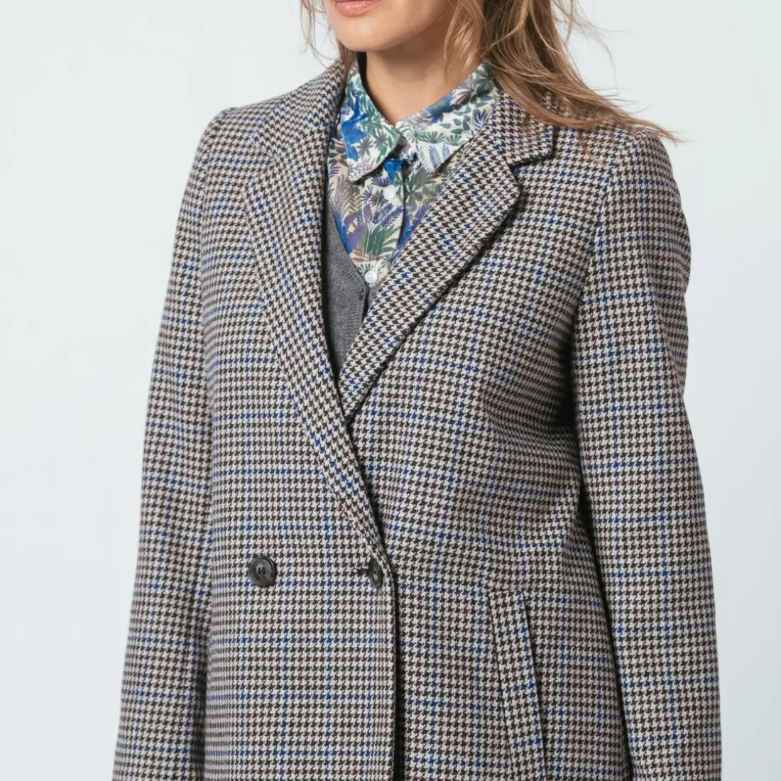 Manteau croisé à carreaux Ernest