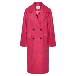Manteau double boutonnage violet en laine