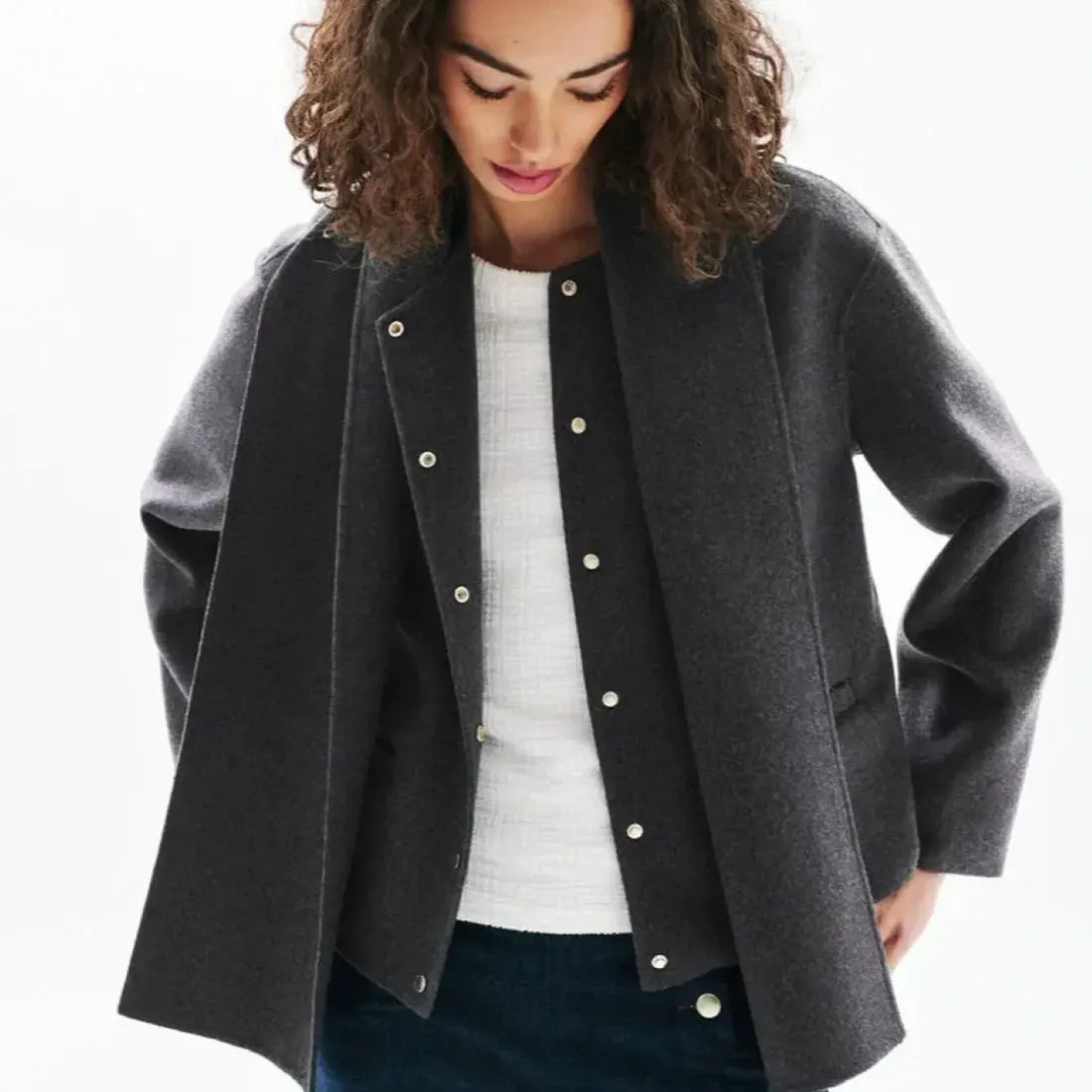 Manteau femme gris en laine