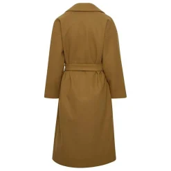Manteau femme marron ceinture à nouer IHJANNET sable