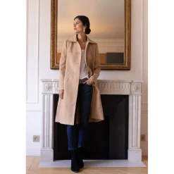 Manteau long grand col Ange camel