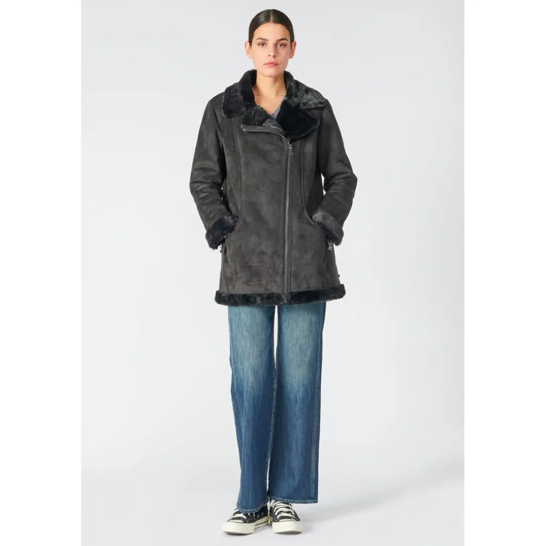 Manteau ORCHA noir en tencel
