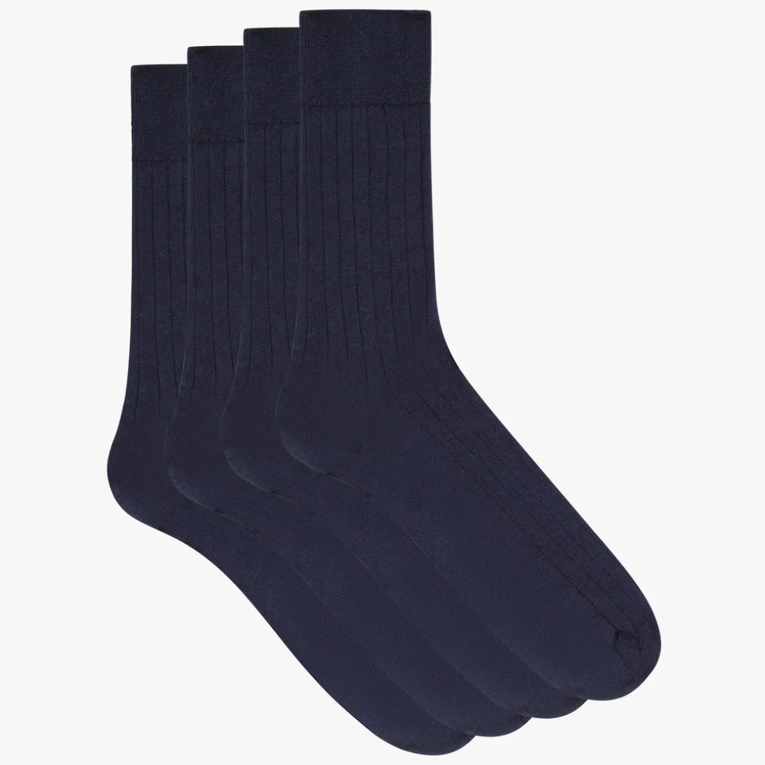 Mi-chaussette fil d'Ecosse bleu marine en coton