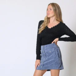 Mini Jupe en velours Jacksonville bleu