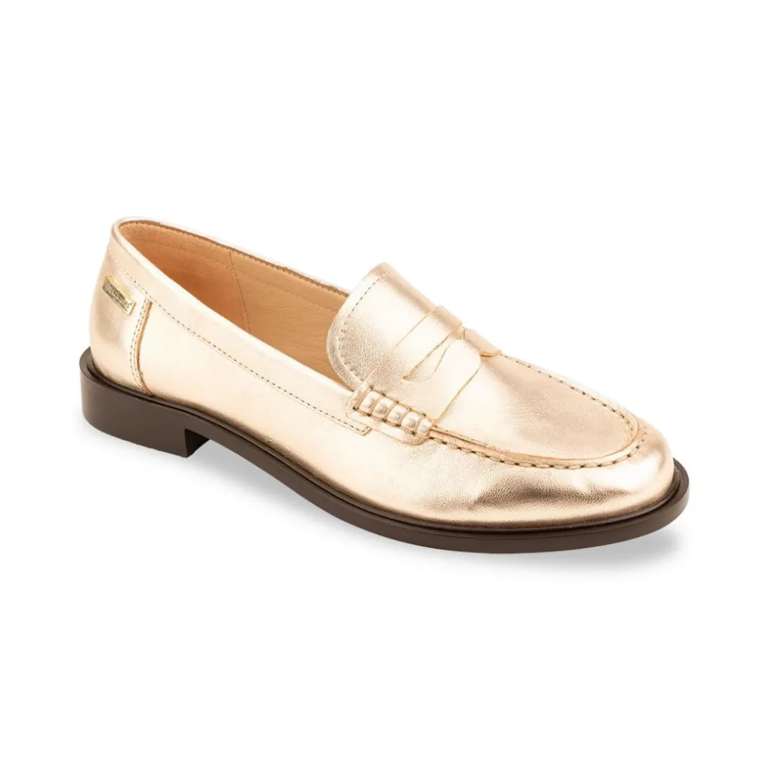 Mocassin femme or LUCIE en cuir
