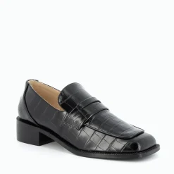 Mocassins à applique Femme - Effet Croco noir