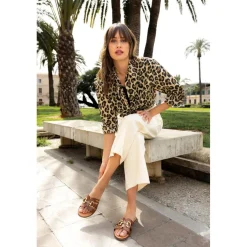 Mules plate en cuir HAMIA tan camel