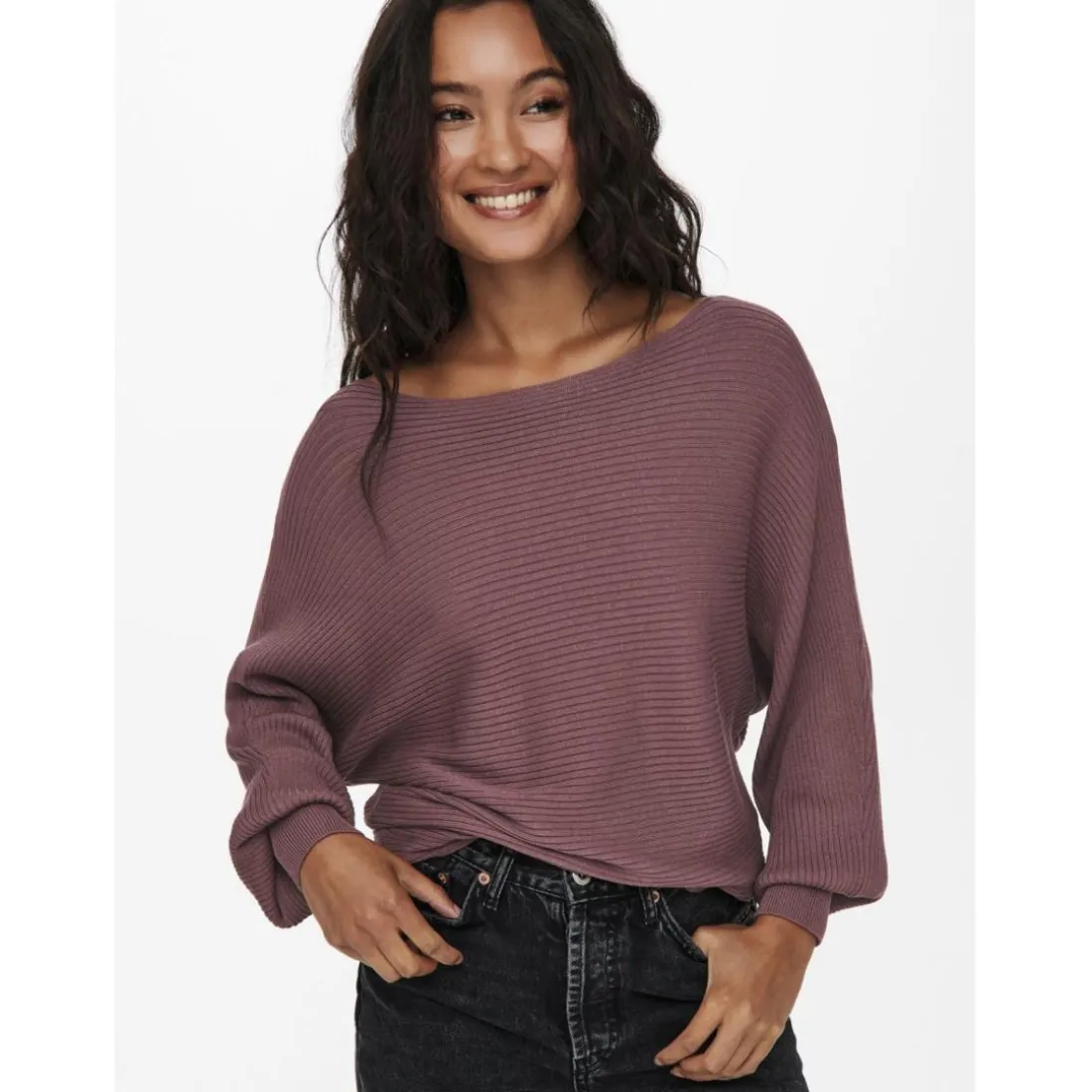 Onladaline L/S Short Pullo Knt Noos rose cuivré en viscose Tess