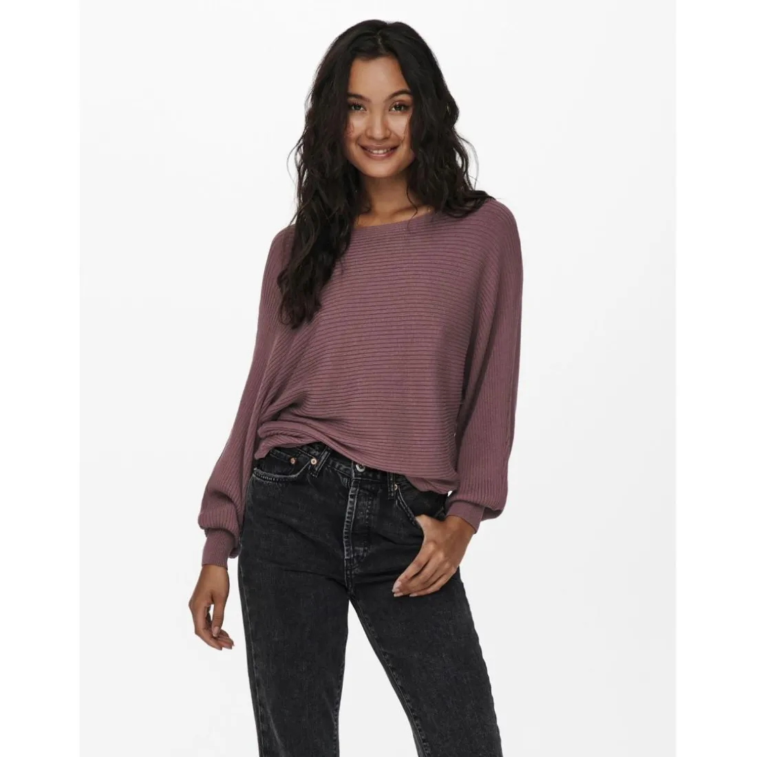 Onladaline L/S Short Pullo Knt Noos rose cuivré en viscose Tess