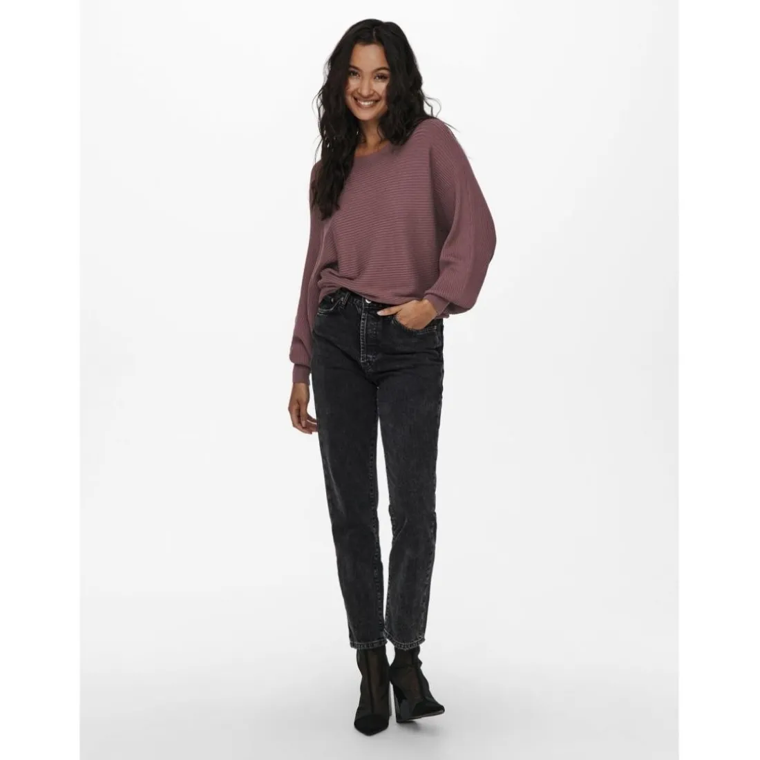 Onladaline L/S Short Pullo Knt Noos rose cuivré en viscose Tess