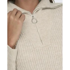 Onlbaker L/S Zip Pullover Knt Noos gris Kaye