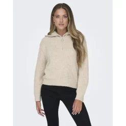 Onlbaker L/S Zip Pullover Knt Noos gris Kaye