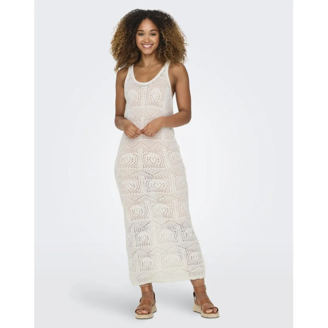 Onlbeach Life Sl Dress Knt beige en coton Gail