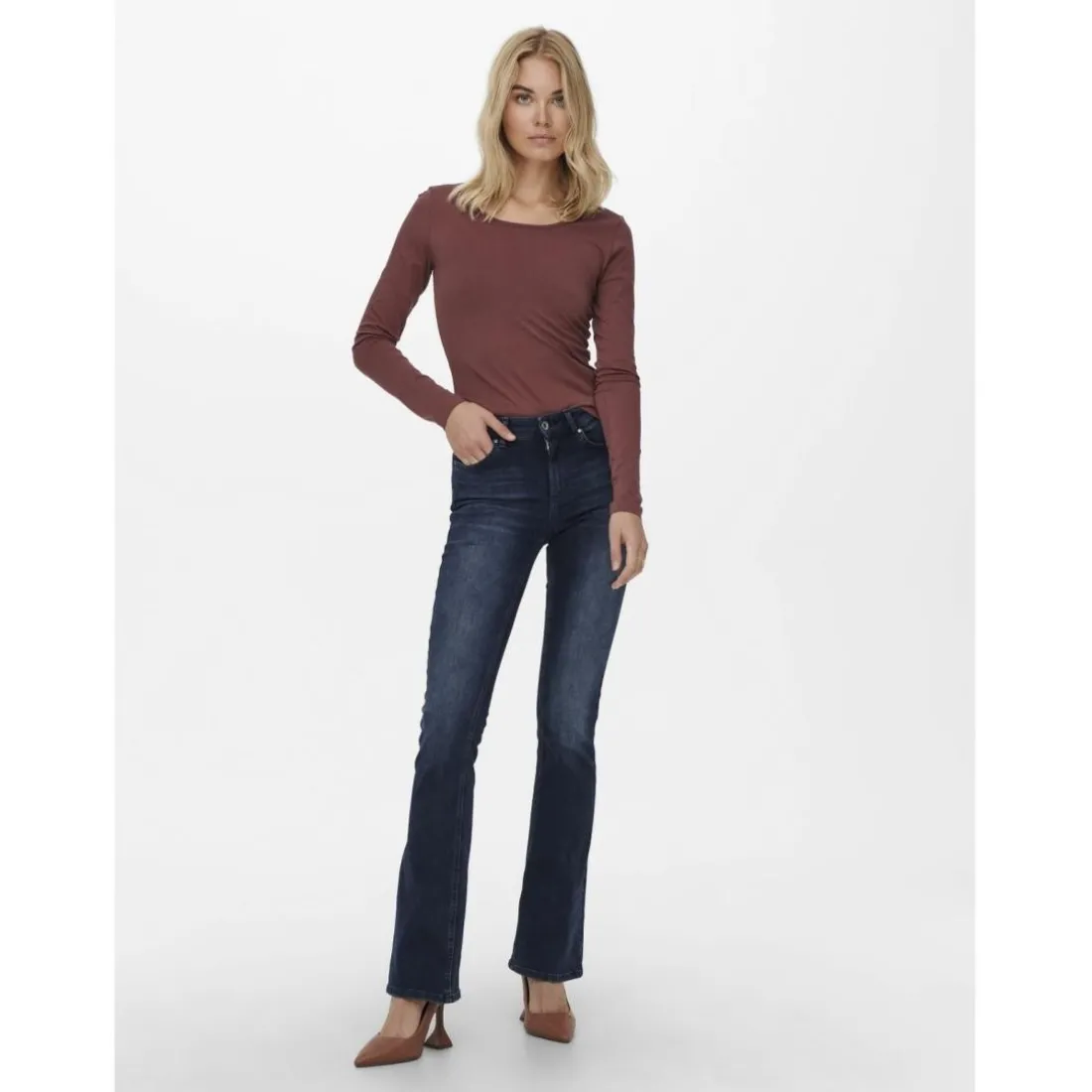 Onlblush Mid Flared Dnm Rea409 Noos noir en coton Tia