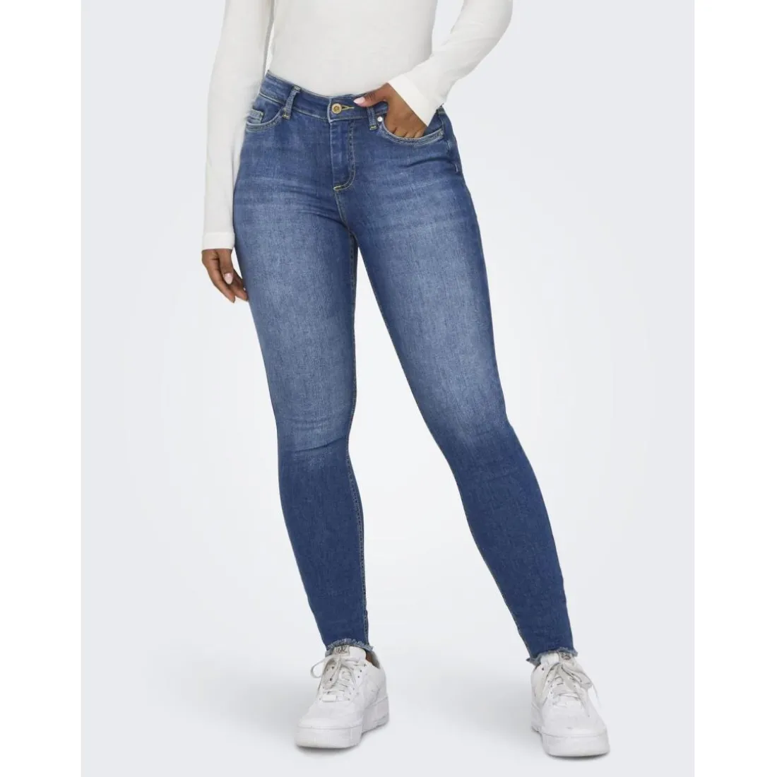 Onlblush Mid Sk Ank Rw Dnm Rea1319 Noos bleu denim en coton Isa