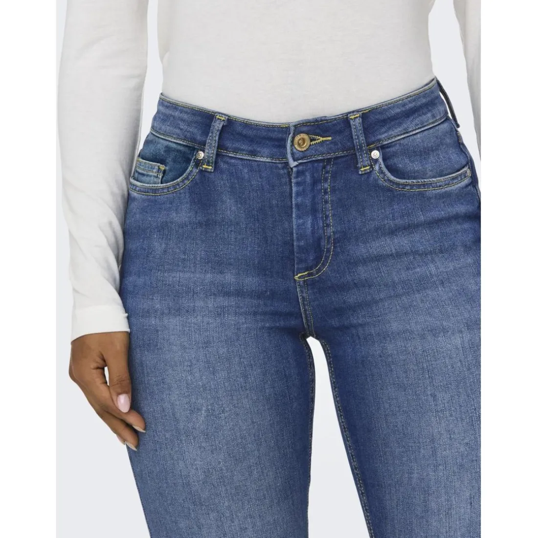 Onlblush Mid Sk Ank Rw Dnm Rea1319 Noos bleu denim en coton Isa