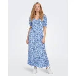 ONLCHIANTI - Robe longue avec taille élastiquée bleu en viscose
