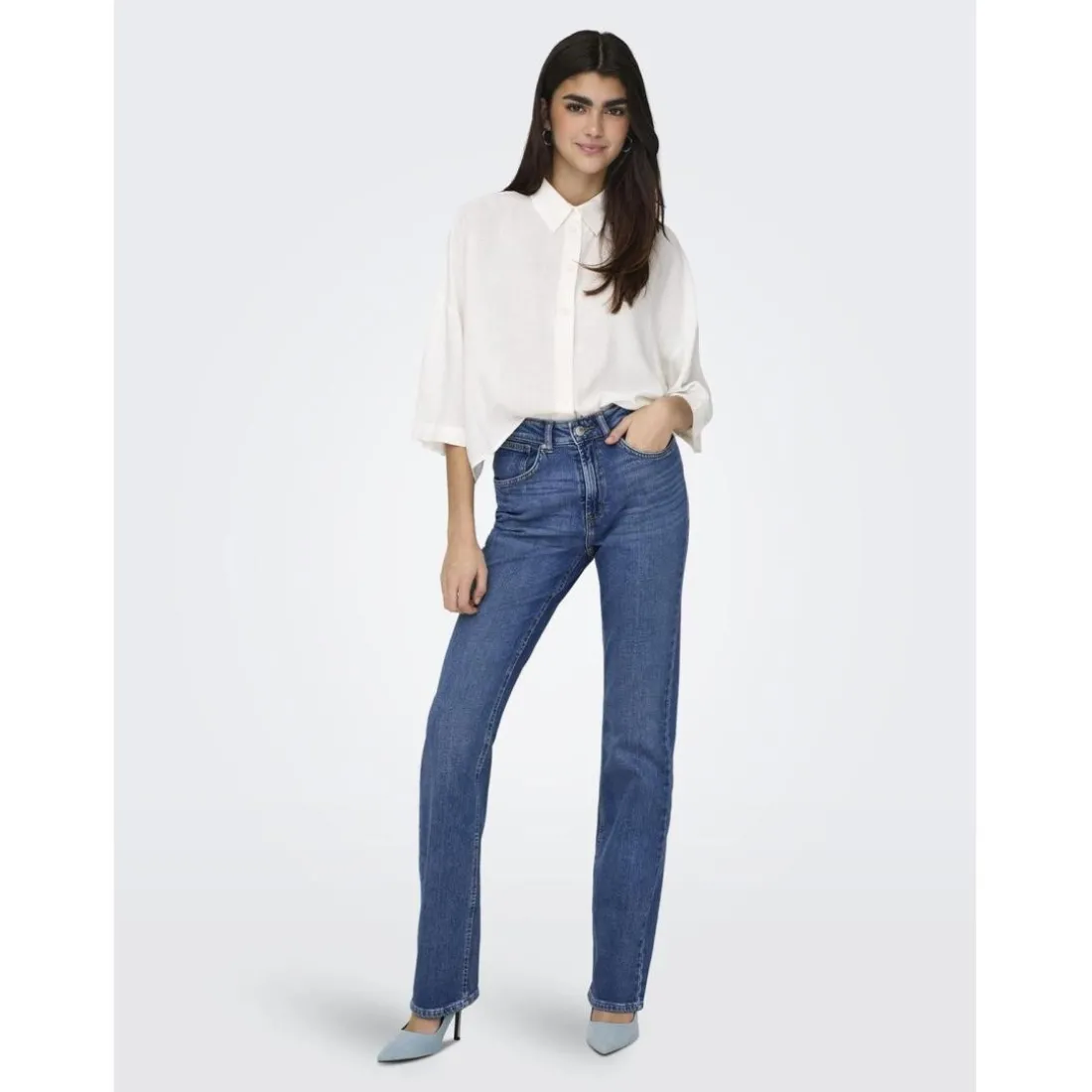 Onleverly Mw Flared Dnm Cro187 bleu denim en coton Ria