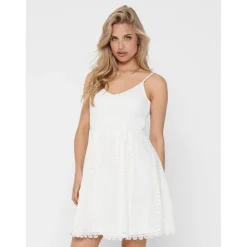 ONLHELENA - Robe courte avec dentelle féminine blanc en coton