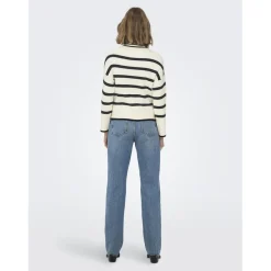 Onlibi L/S Highneck Pullover Knt Noos blanc;gris en viscose Nia