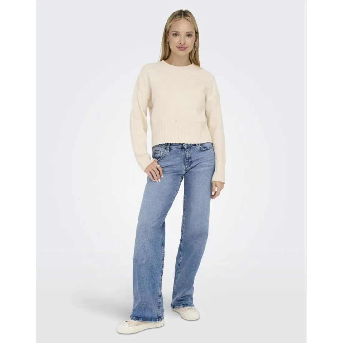Onljuicy Lw Wide Leg Dnm Rea365 Noos en coton Lena bleu clair