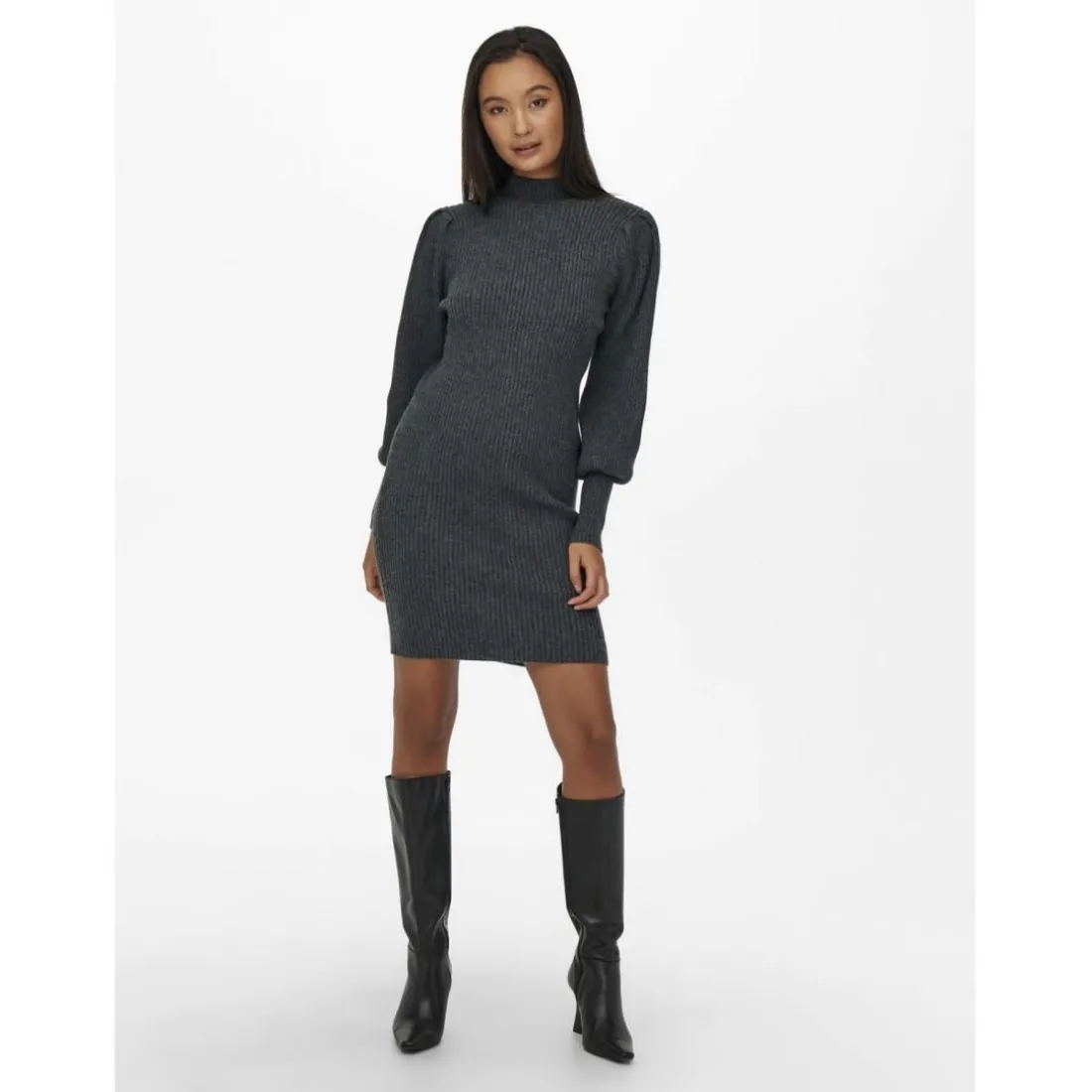 Onlkatia L/S Dress Knt Noos gris en viscose Sloan