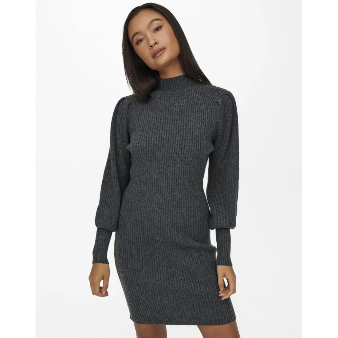 Onlkatia L/S Dress Knt Noos gris en viscose Sloan