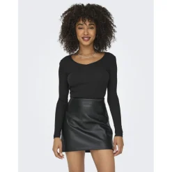 Onlkaya L/S V-Neck Short Top Jrs Noos noir en coton Ines