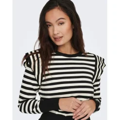 Onlkelci L/S Stripe Pullover Knt Noos Élise noir;blanc Rae