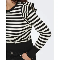 Onlkelci L/S Stripe Pullover Knt Noos Élise noir;blanc Rae