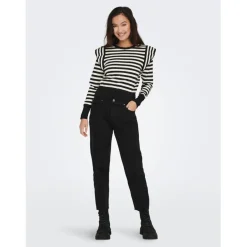 Onlkelci L/S Stripe Pullover Knt Noos Élise noir;blanc Rae