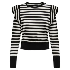 Onlkelci L/S Stripe Pullover Knt Noos Élise noir;blanc Rae