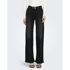 Onlmadison Blush Hw Wide Dnm Cro099 Noos noir en coton Skye
