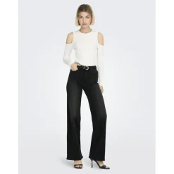 Onlmadison Blush Hw Wide Dnm Cro099 Noos noir en coton Skye
