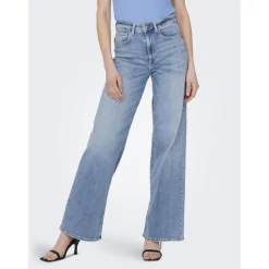 Onlmadison Blush Hw Wide Dnm Cro371 Noos bleu denim en coton Nora