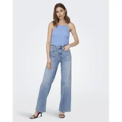 Onlmadison Blush Hw Wide Dnm Cro371 Noos bleu denim en coton Nora