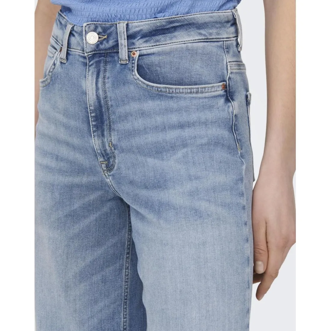 Onlmadison Blush Hw Wide Dnm Cro371 Noos bleu denim en coton Nora