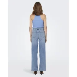 Onlmadison Blush Hw Wide Dnm Cro371 Noos bleu denim en coton Nora