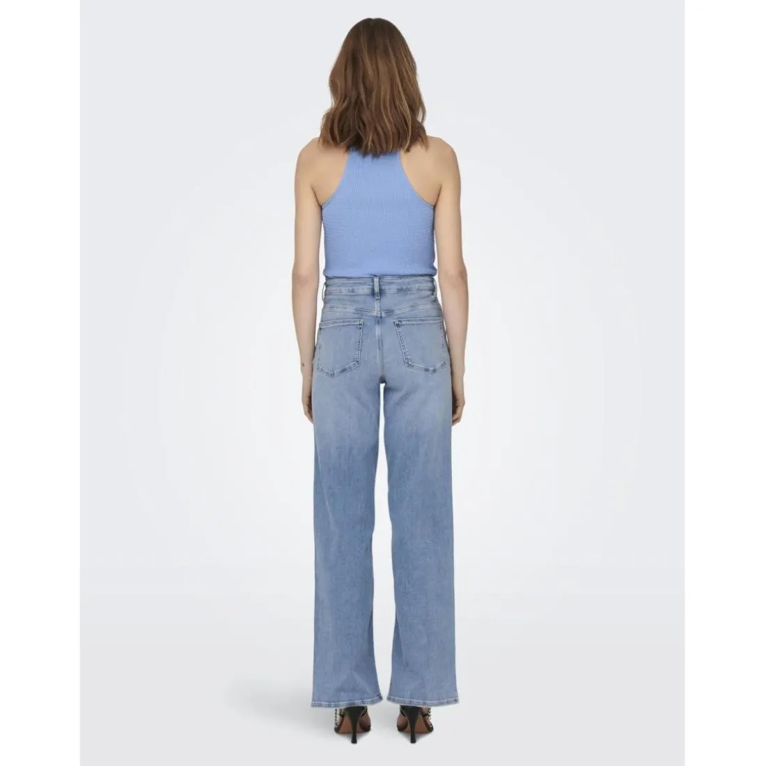 Onlmadison Blush Hw Wide Dnm Cro371 Noos bleu denim en coton Nora