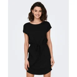 ONLMAY - Robe courte col rond et manches courtes noir en coton