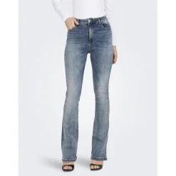 Onlmila Hw Flared Dnm Bj139 Noos bleu denim en coton Isa