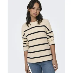 Onlpernille Ls Stripe O-Neck Knt Noos violet en coton Dina
