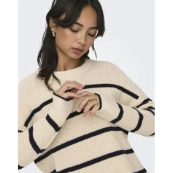 Onlpernille Ls Stripe O-Neck Knt Noos violet en coton Dina