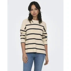 Onlpernille Ls Stripe O-Neck Knt Noos violet en coton Dina