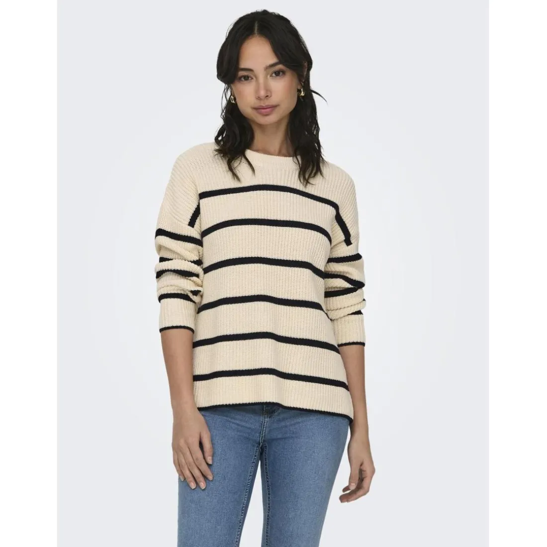 Onlpernille Ls Stripe O-Neck Knt Noos violet en coton Dina